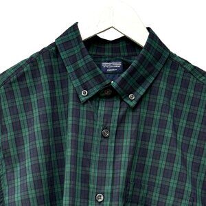 GAP Mens Plaid Button Down Shirt Medium Coolmax Cotton Blend Blue Green